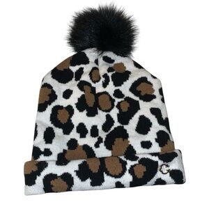 Leopard Print Pom Beanie NWOT